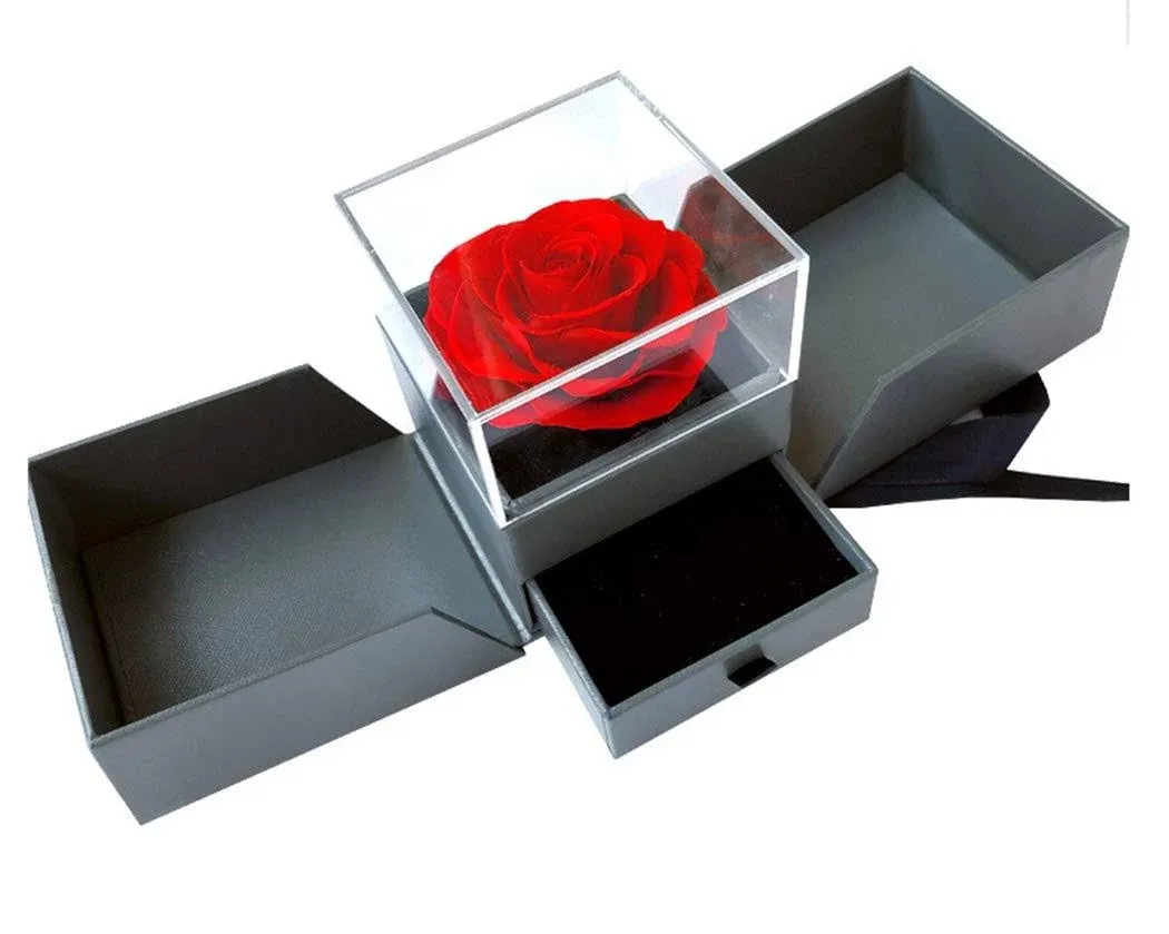 Forever Blossom Handmade Preserved Rose Jewelry Gift Box, Never Withered Roses ...