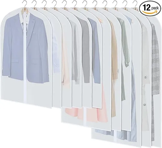 Clearance!Hanging Garment Bag Lightweight Clear Full Zipper Suit Bags PEVA Moth-Proof Breathable Dust Cover for Closet Clothes Storage -24'' x 40''/1 Pack