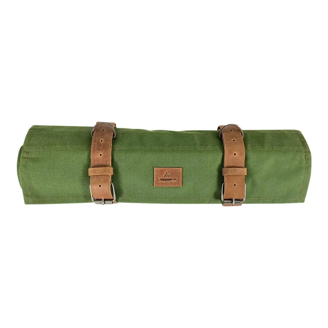 Cast Leather Co, Knife Roll Bag Handmade from Olive Green Canvas & Full Grain ...