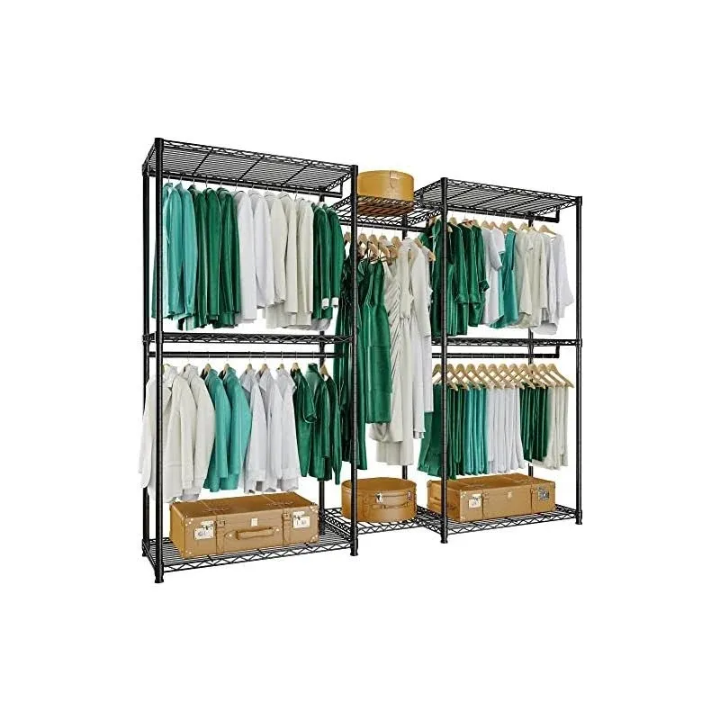 Raybee Clothes Rack, Heavy Duty Clothing Racks for Hanging Clothes Rack Capacity 800 LBS,Metal Garment Rack Heavy Duty Clothing Rack With Shelves,Portable Clothes Rack for Hanging,77"H x75"W x17.8"D