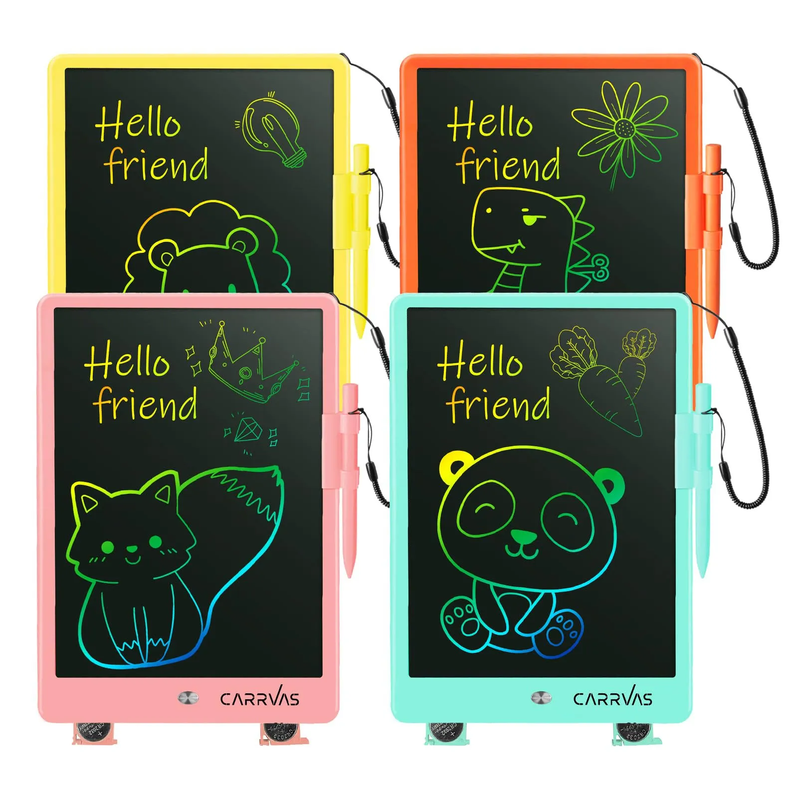 CARRVAS LCD Writing Tablet 4 Pack 10 inch Colorful Doodle Board Drawing Pad for ...