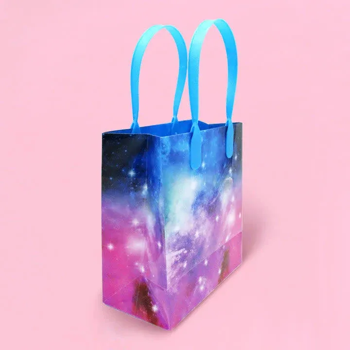 TINYMILLS Galaxy Outer Space Party Favor Bags Treat Bags, 12 Pack