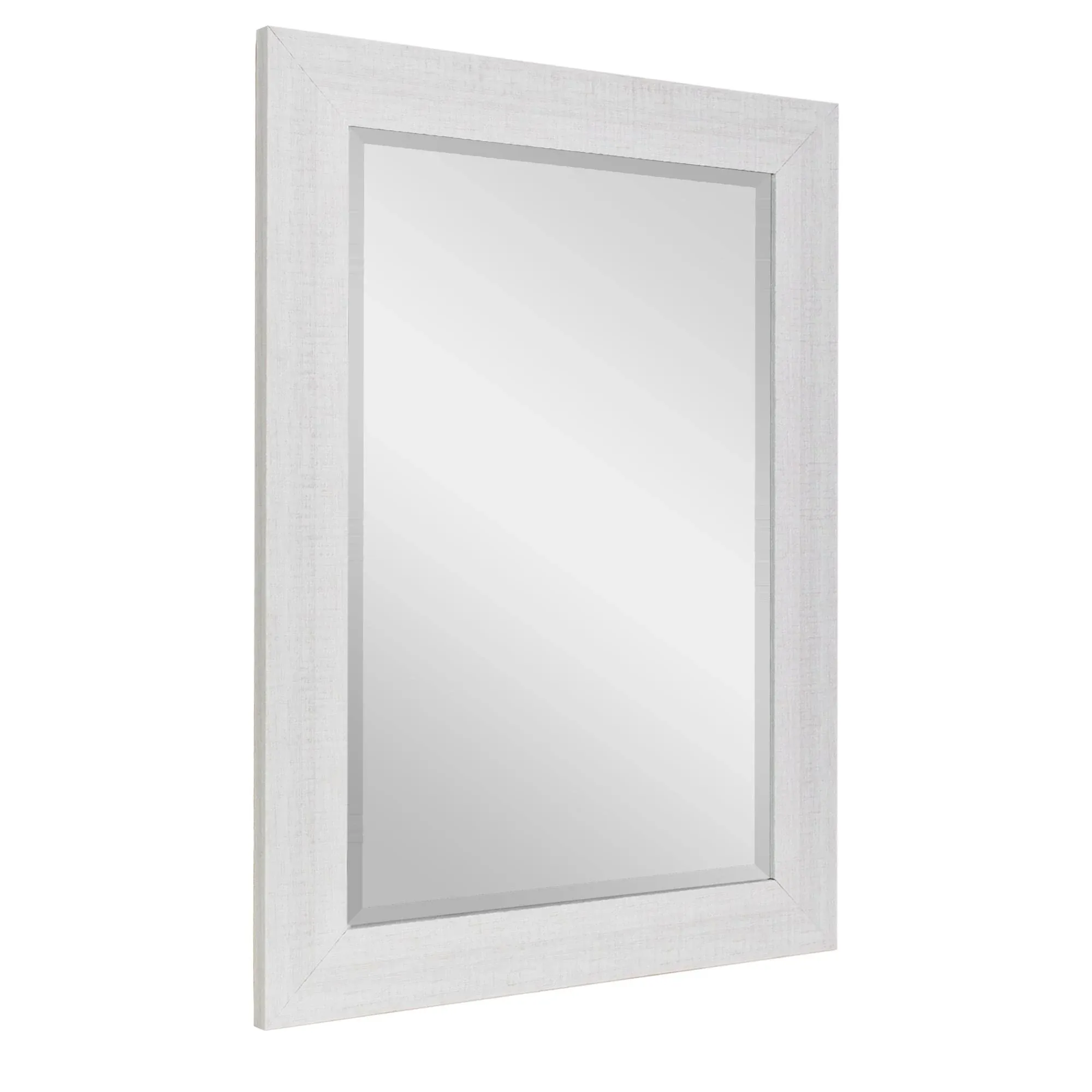 Head West Textured White Wash Beveled Wall Mirror - 31.5 x 43.5