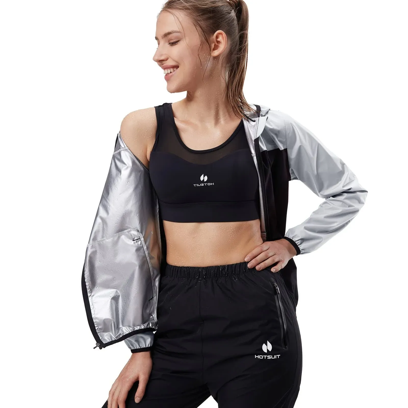 HOTSUIT Sauna Suit for Women Sweat Suits Gym Workout Exercise Sauna Jacket Pant Full Body