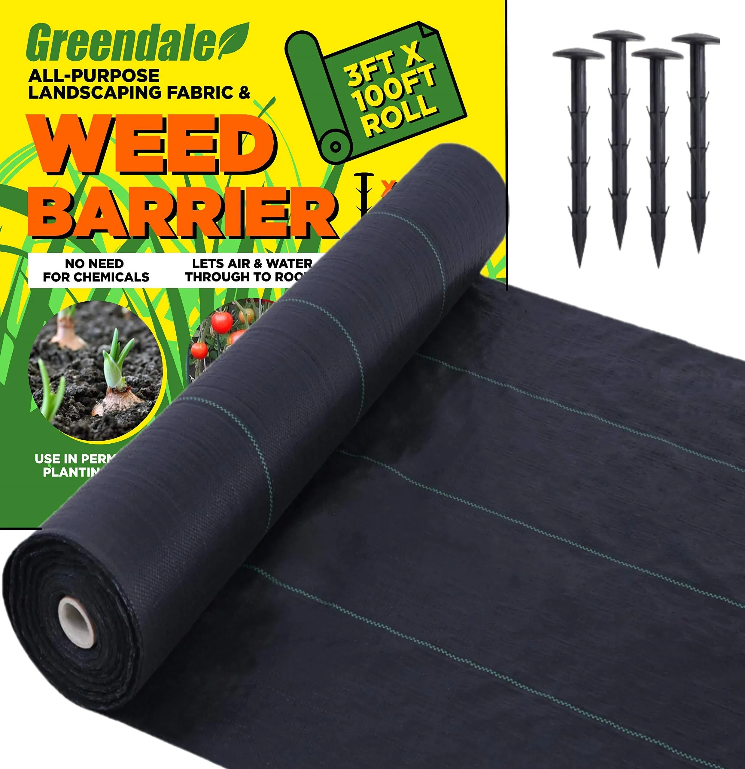 Greendale - 3ft x 100ft of Heavy Duty (54oz) Premium Quality Landscape & Weed ...