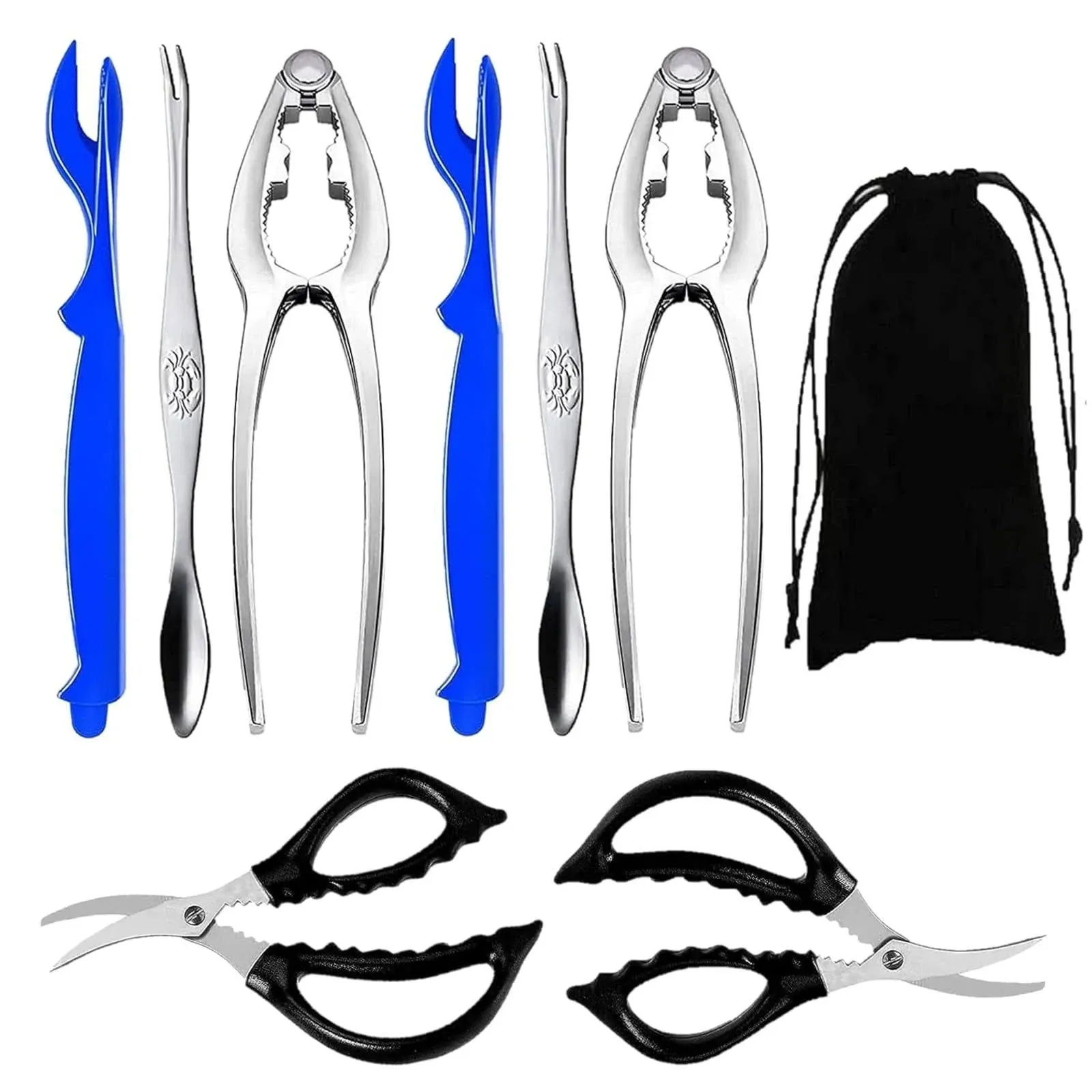 9Pcs Seafood Tools Set Crab Lobster Crackers Stainless Steel Forks Opener Shellf