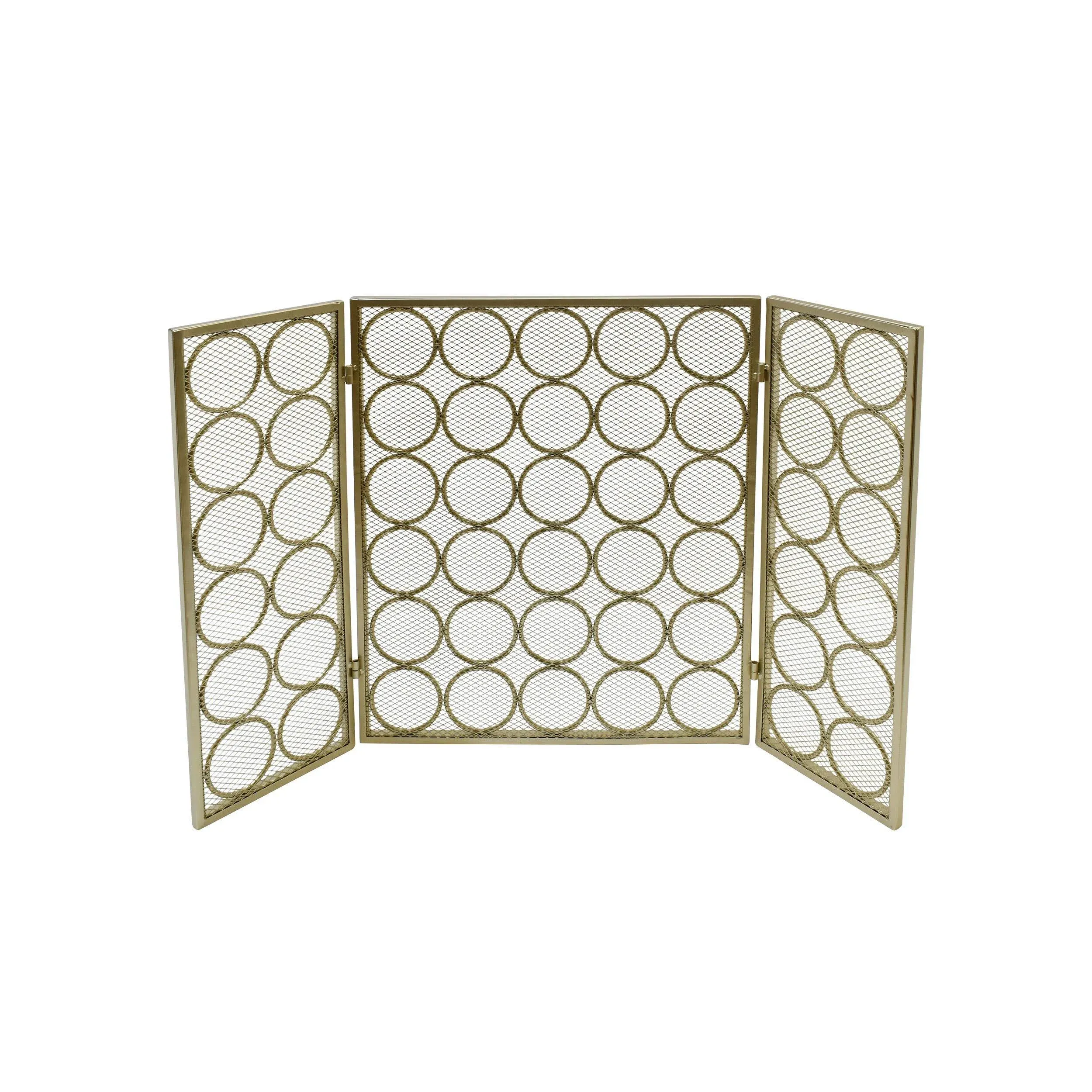 Koda Modern Three Panel Iron Firescreen , Gold