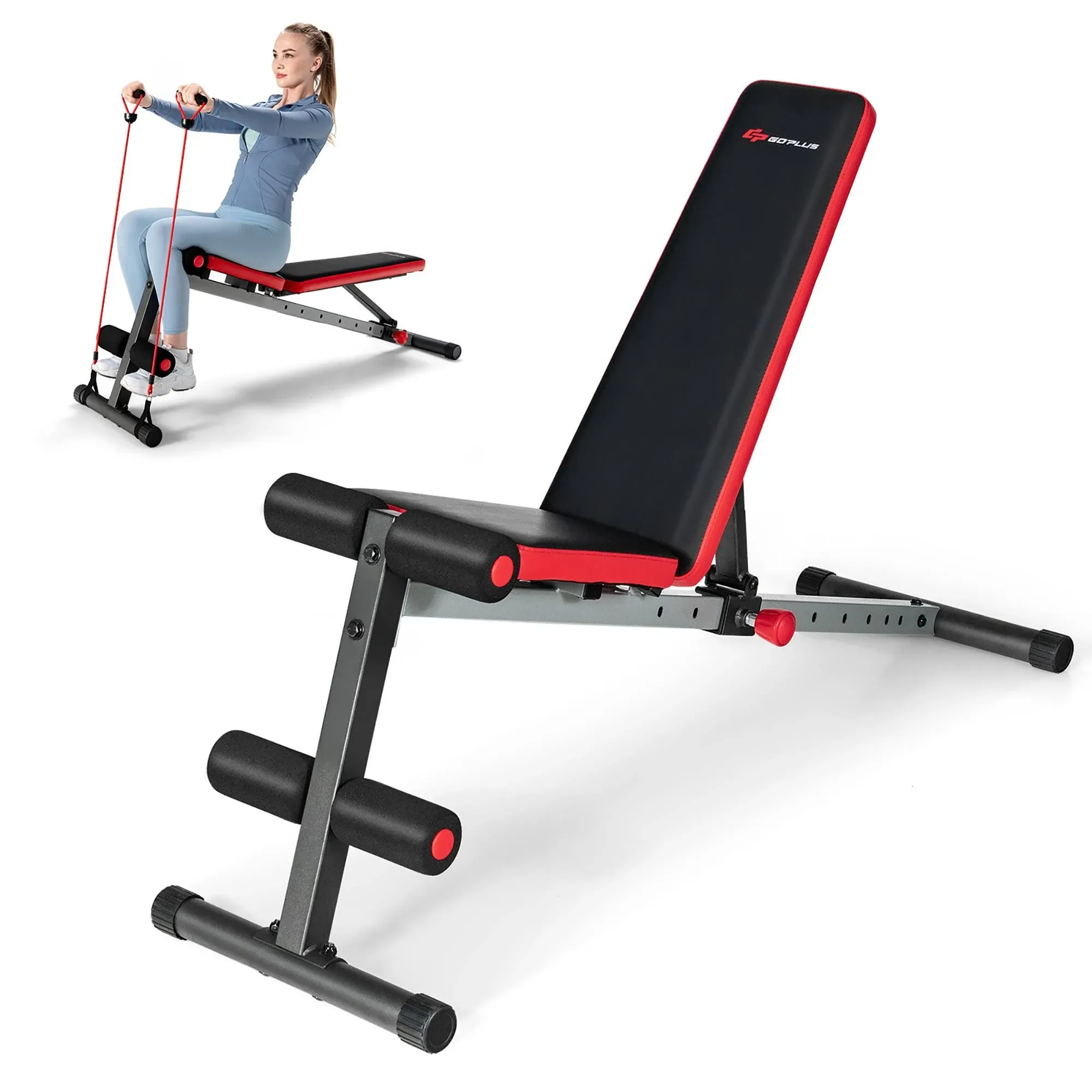 Goplus Adjustable Weight Bench, Workout Bench with 9-Level Adjustable Backrest