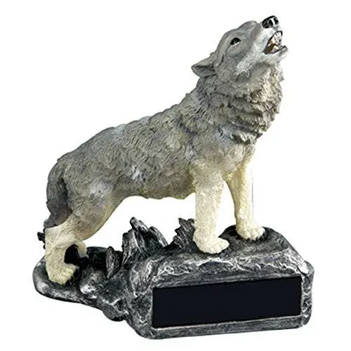 SHOP AWARDS AND GIFTS Wolf Howling Mascot Trophy, Engravable Customizable Personalized Award for Employee Recognition, Top Sales, Work, School, Military, 7-1/4 Inch H x 5-1/2 Inch W