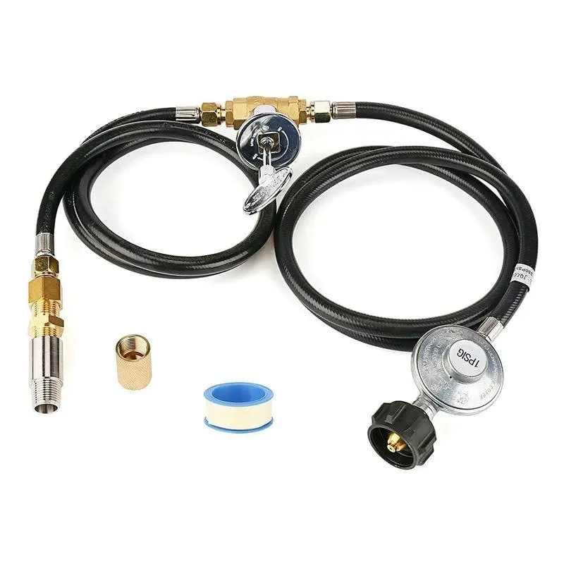 Uniflasy Fire Pit Installation Kit for Propane Connection, Propane Fire Pit Hose Kit Suit for Firepit Outdoor Fireplaces Fire Pit Table, Come with 1/2 Key Valve Air Mixer Valve Regulator Hose