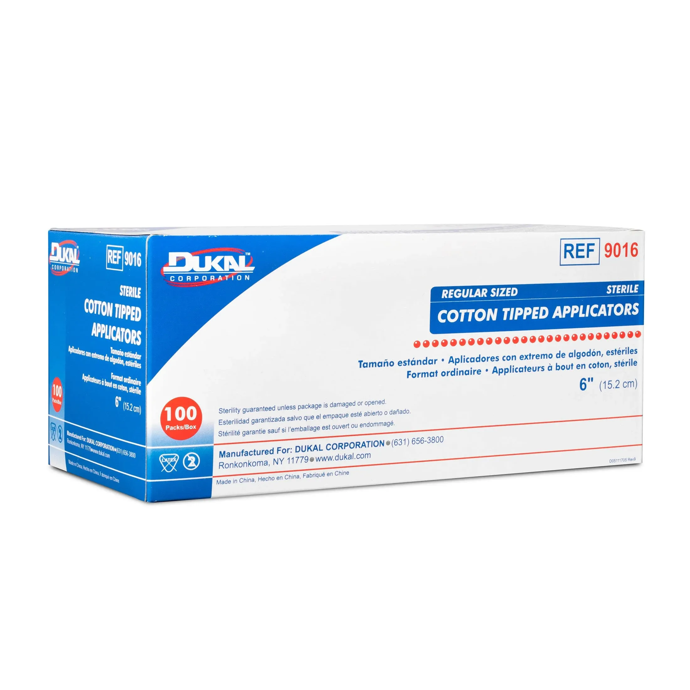 Dukal Cotton Tipped Applicator, Sterile, 6" (10 Boxes of 100) (Pack of 1000)