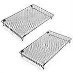 Kingrol 2-Piece Cooling Rack with Collapsible Folding Legs - for Cooking, Roasting, Drying, Grilling (Black)