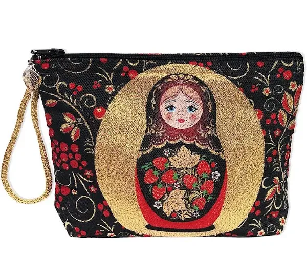 Religious Gifts Russian Matryoshka Khokhloma Design Reversible Pouch Cosmetic Bag ...