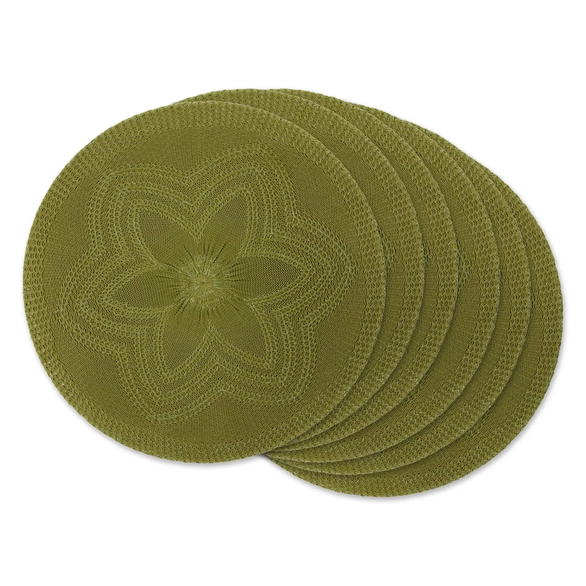 DII Antique Green Floral Woven Round Placemat (Set of 6)