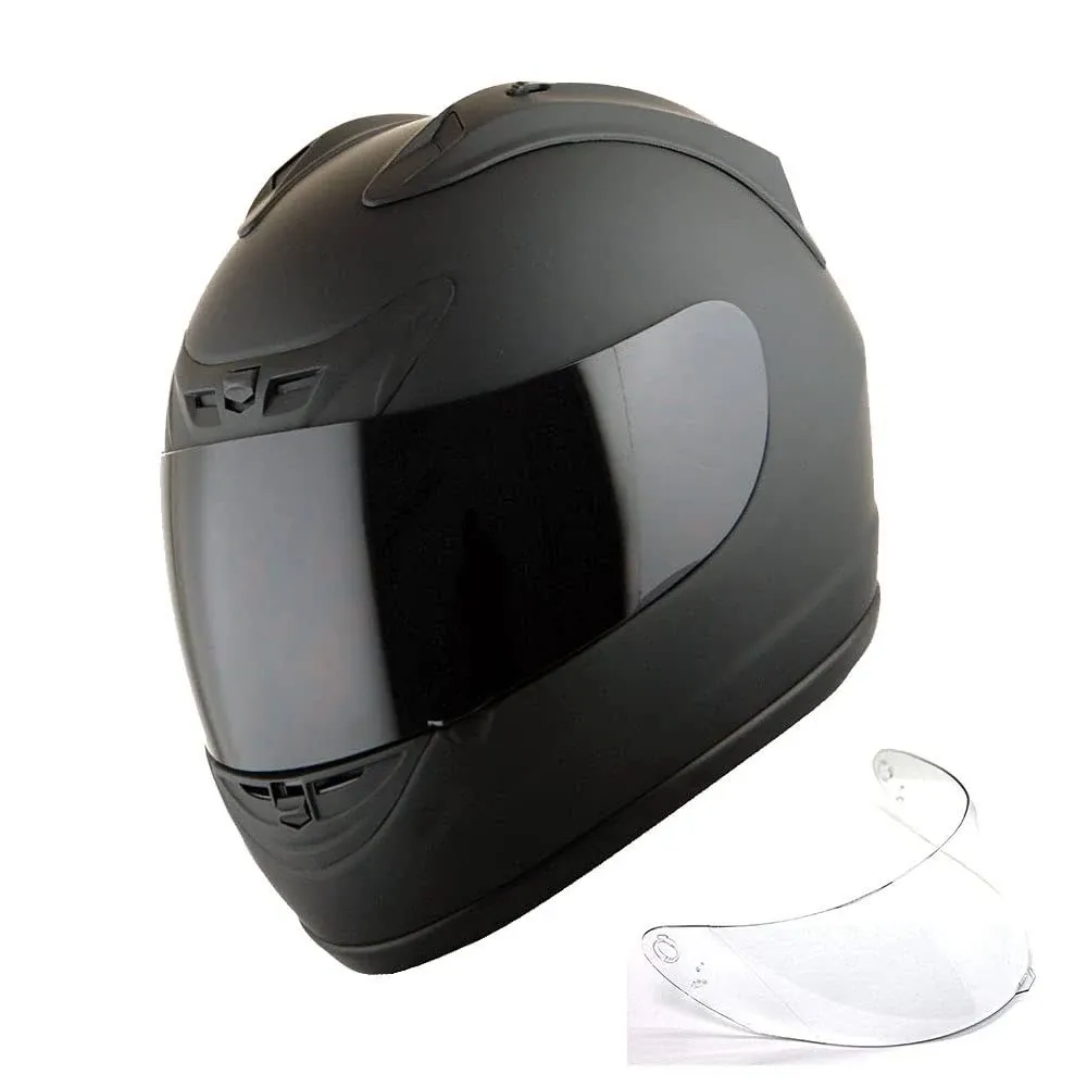 1storm New Motorcycle Bike Full Face Helmet Jh901 Matt Black + One Extra Clear ...