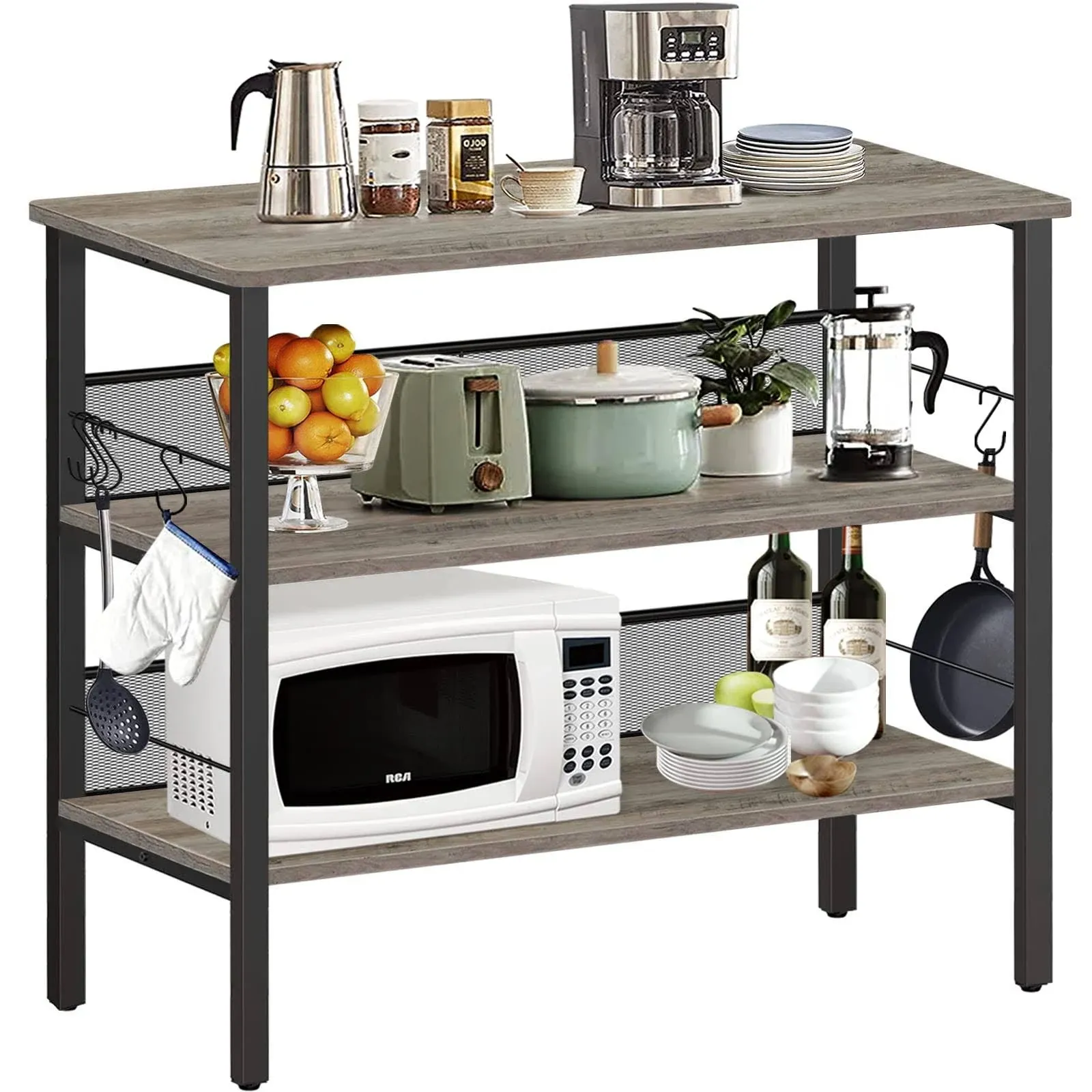 BEEWOOT Kitchen Island, Coffee Bar, Kitchen Shelf with Large Workstation, Kitchen ...