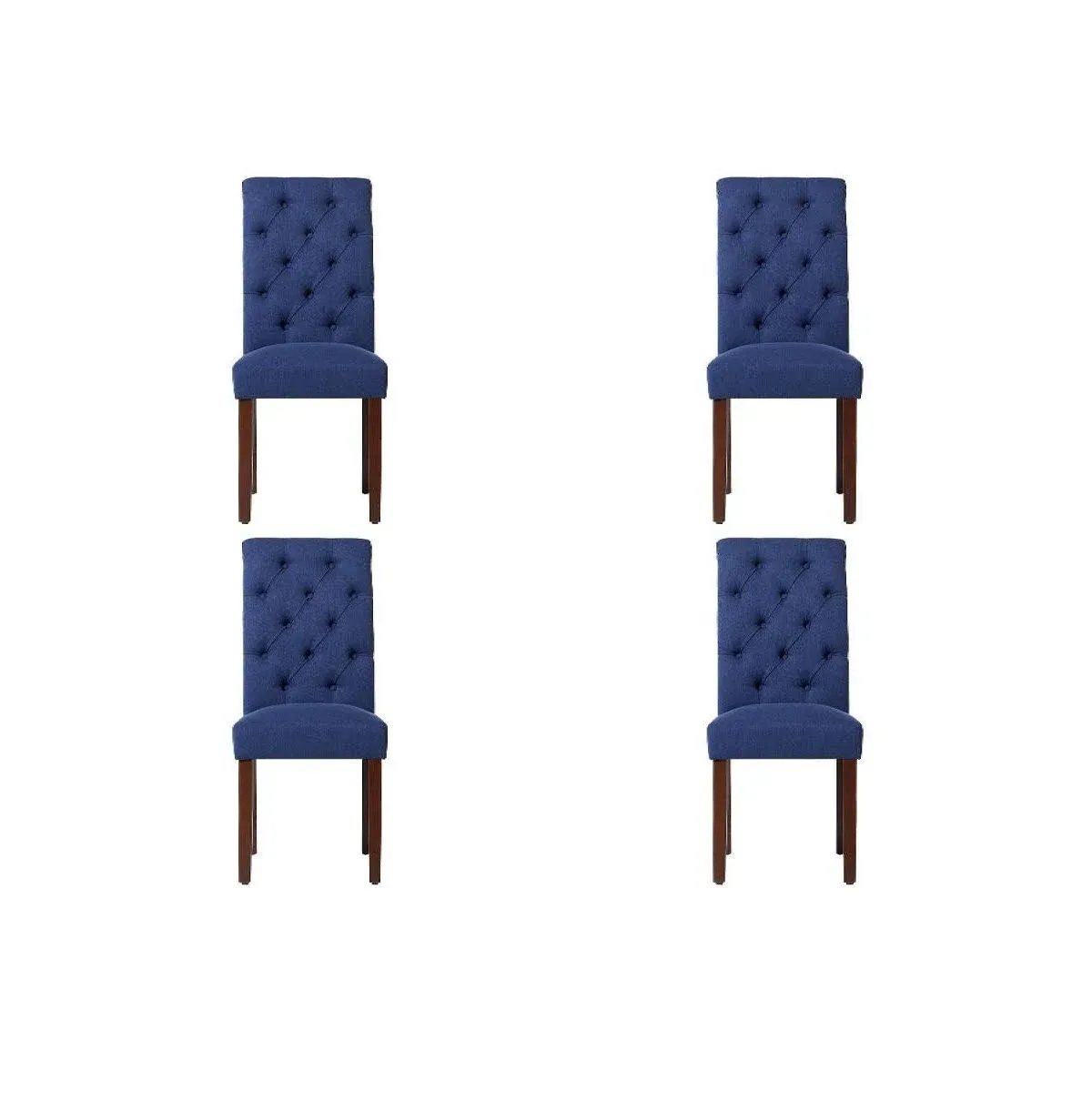 COLAMY Button Tufted Dining Chairs Set Parsons Upholstered Fabric Dining Room Chairs Kitchen Chairs with Wood Legs and Padded Seat