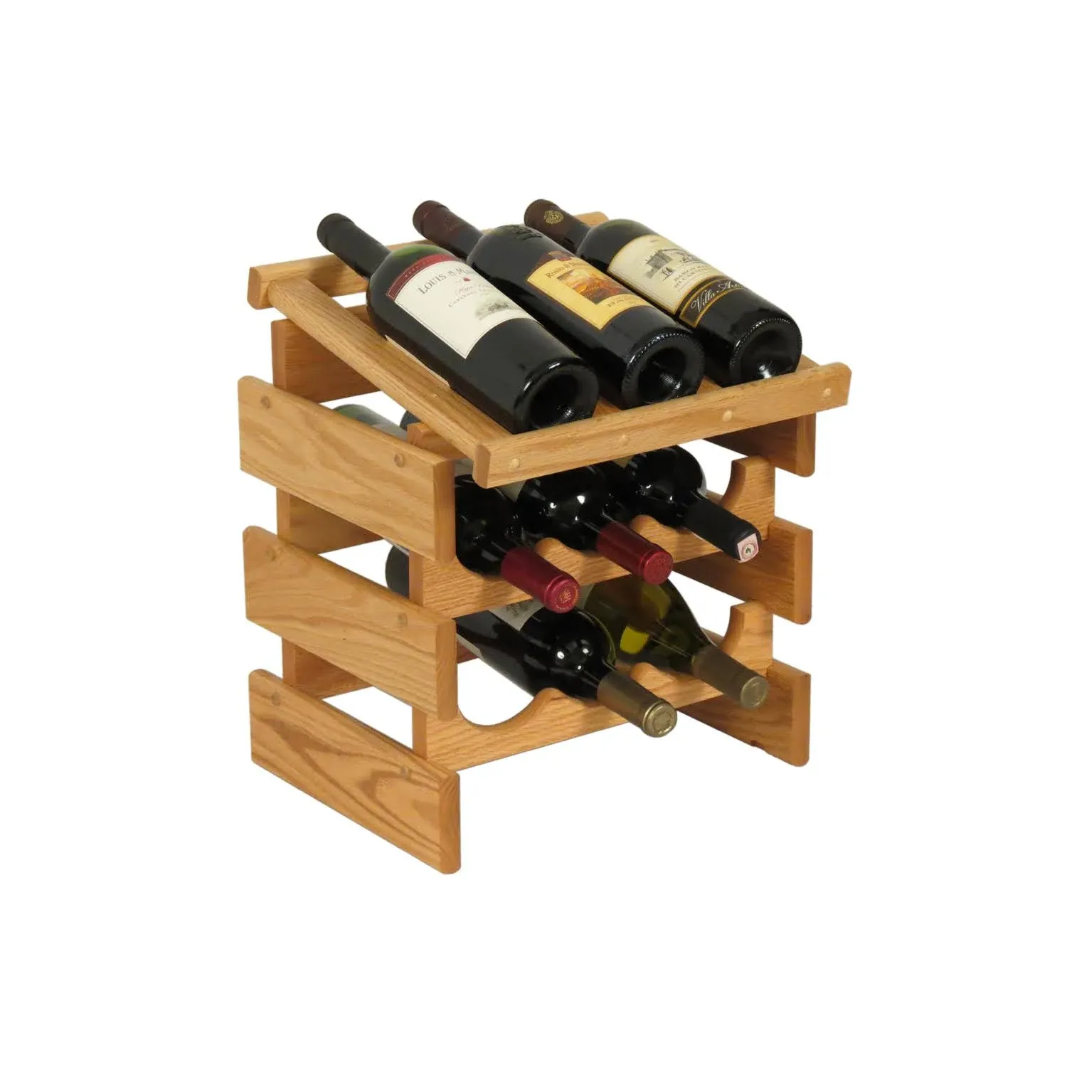 Wooden Mallet 9 Bottle Dakota Wine Rack with Display Top Light Oak