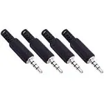 Fancasee 4 Pack 3.5mm Replacement Repair Plug Jack TRRS 4 Pole Stereo Male Plug 1/8" 3.5mm Solder Type DIY Audio Cable Connector for Headphone Headset Earphone Microphone Cable Repair