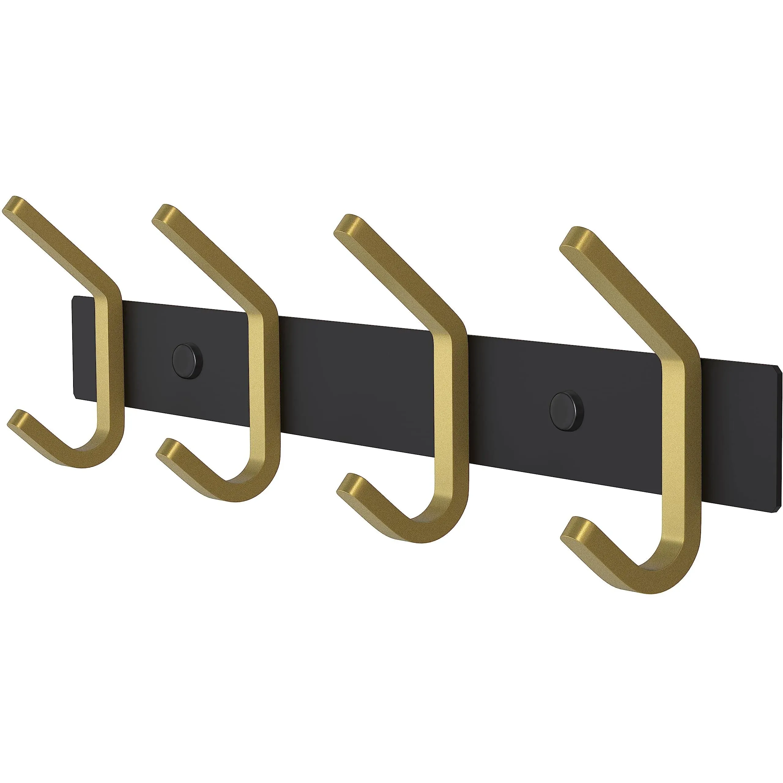 Black and Gold Coat Rack Wall Mount with 4 Double Hooks for Hanging – 12 Inch Heavy Duty SUS304 Stainless Steel Rustic Coat Hooks – Hat, Clothes, Purse, Towel Wall Hooks – 1 Pack