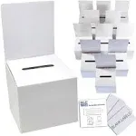 White Glossy 6x6x6" Ballot Box (12 Pack) - Versatile Raffle Ticket Box, Suggestion & Donation Boxes, Removable Header, Raffle Boxes, Slot for Tickets & More