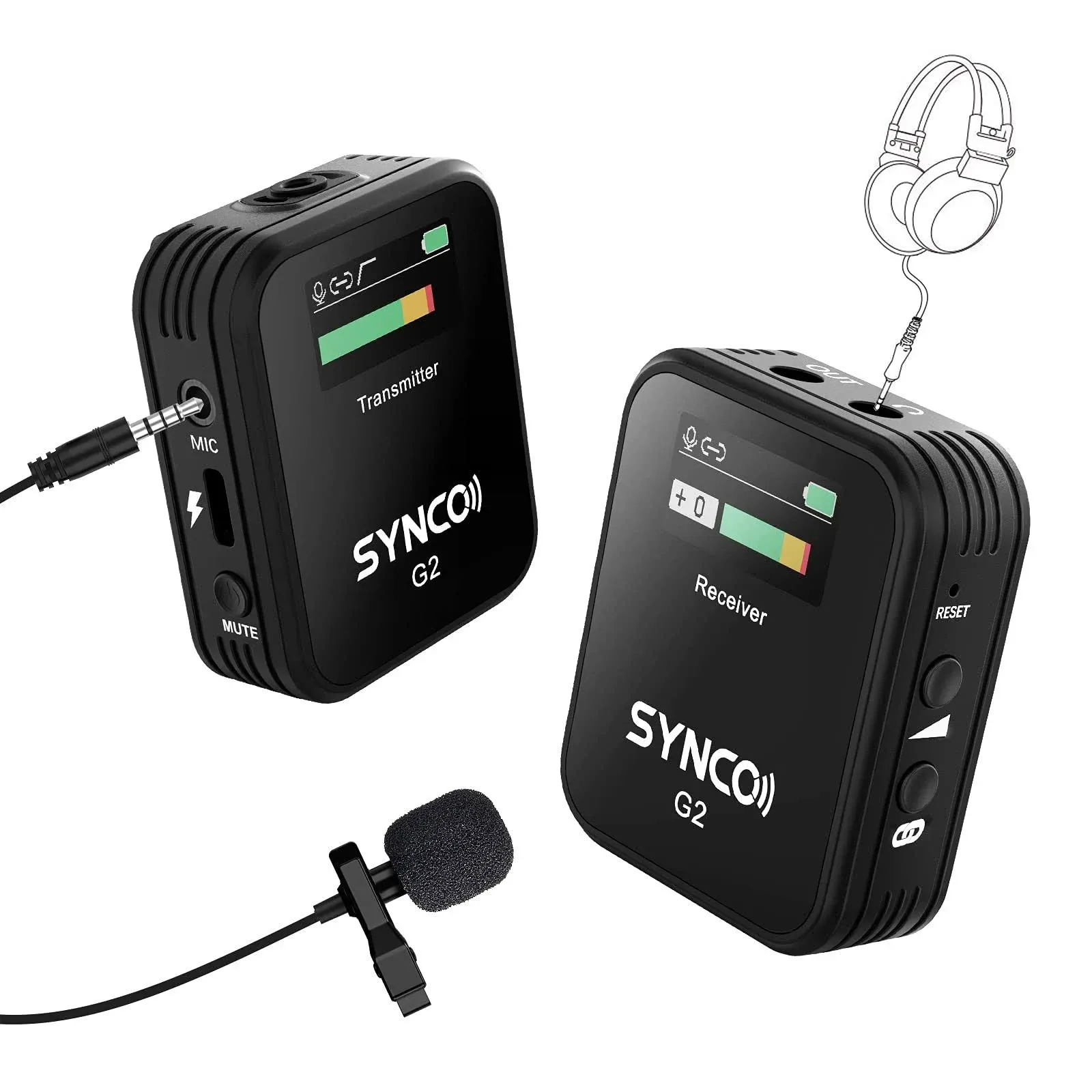 SYNCO Wireless Lavalier Microphone, G2(A1) 2.4G Lavalier 1 Transmitter & 1 Receiver Lapel Mic for Vlog Streaming YouTube for DSLR Camera Smartphone Tablet, Wireless-Go-2-Microphone-for-Camera