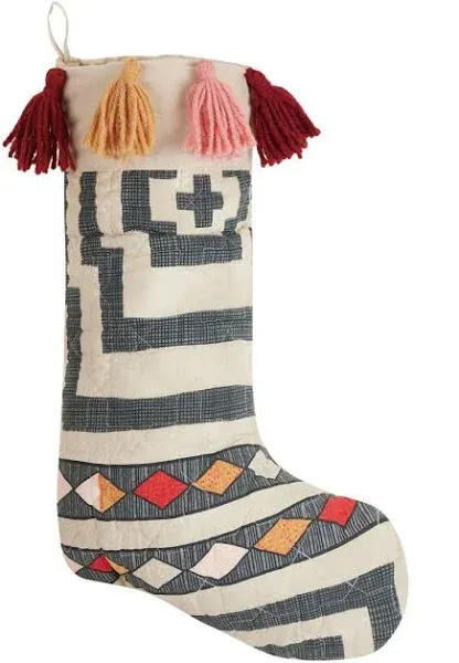 Peking Handicraft 12 x 20 in. Hypnotic Quilted Stocking with Tassels