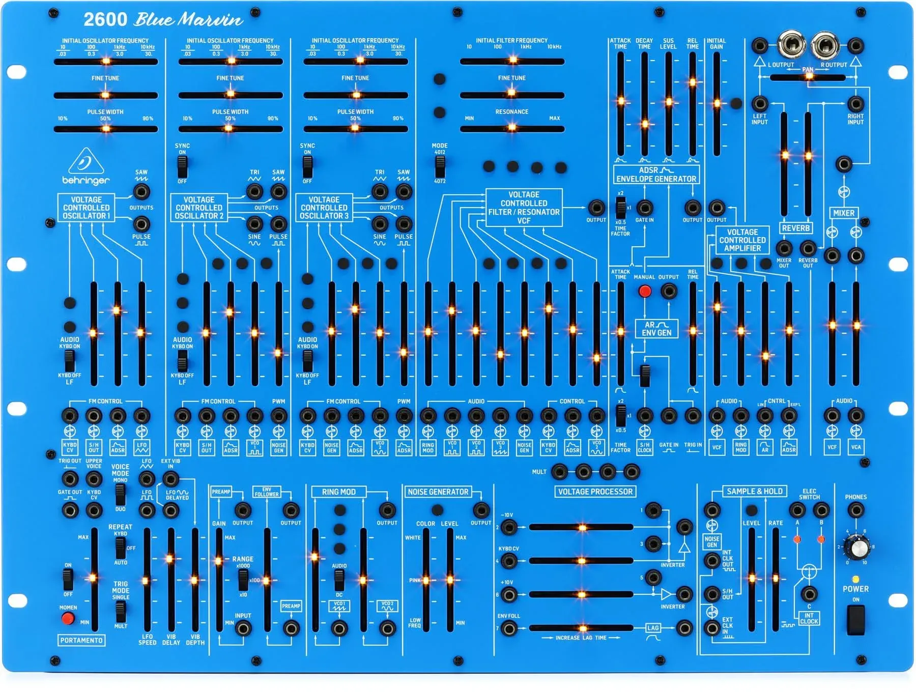 Behringer 2600 GRAY MEANIE Special Edition Semi-Modular Analog Synthesizer with 3 VCOs, Multi-Mode VCF and Spring Reverb in 8U Rack-Mount Format