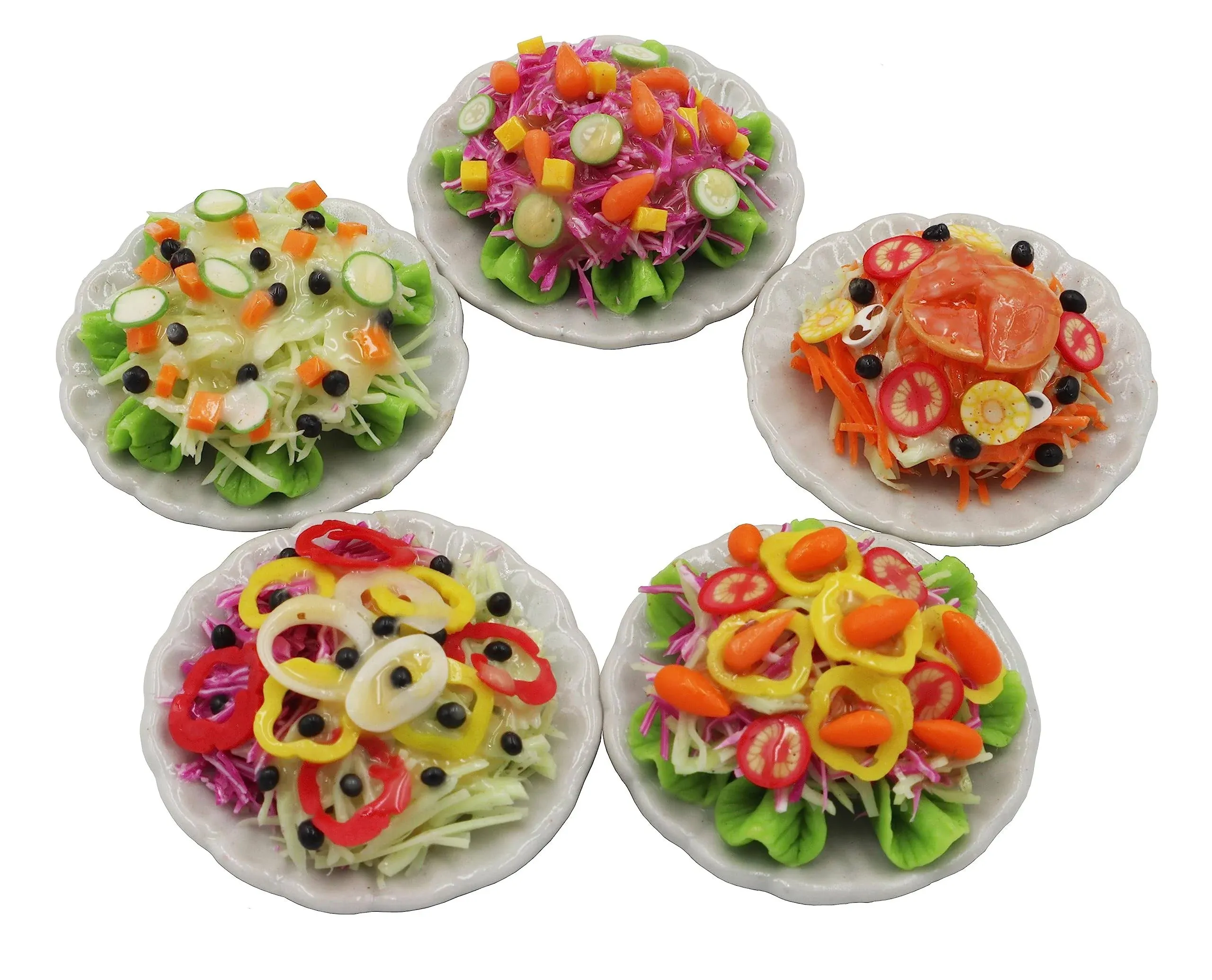 Mixed Assorted 5 Salad Dollhouse Miniature Food