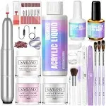 SAVILAND Acrylic Nail Kit with Nail Drill: Professional 0.5Oz Clear/White/Pi<wbr/>n...