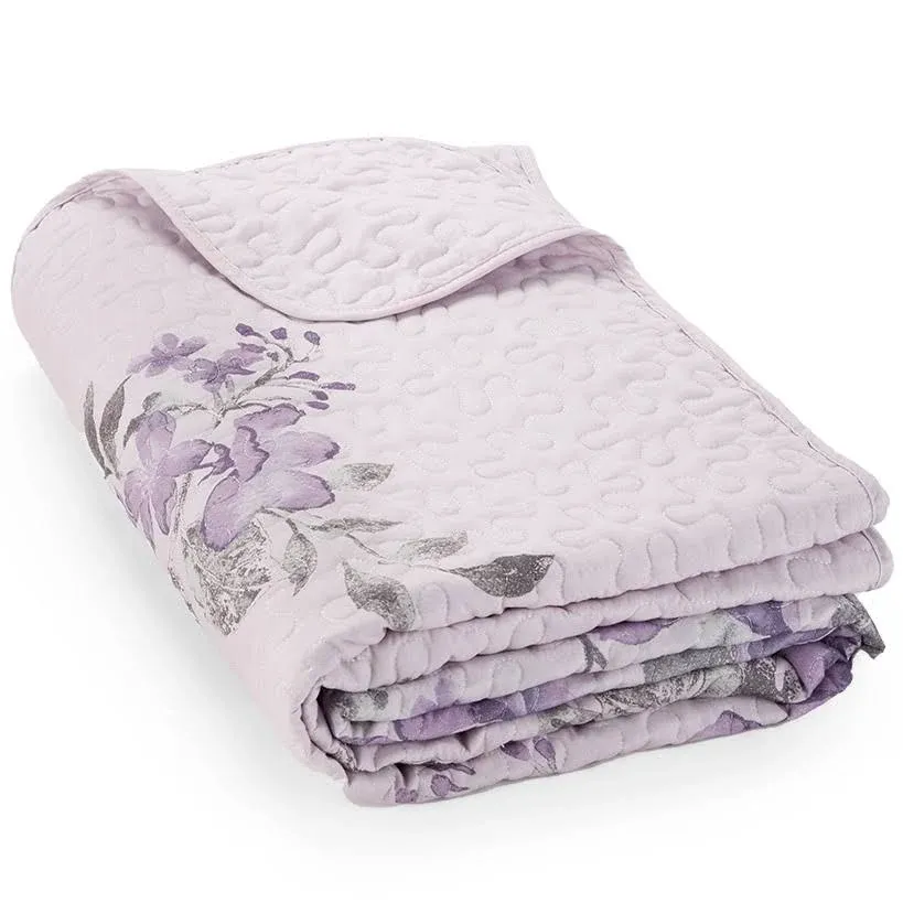 Birmingham Floral Quilt - Decorative Purple Flower Bedding for Summer - Full/Queen