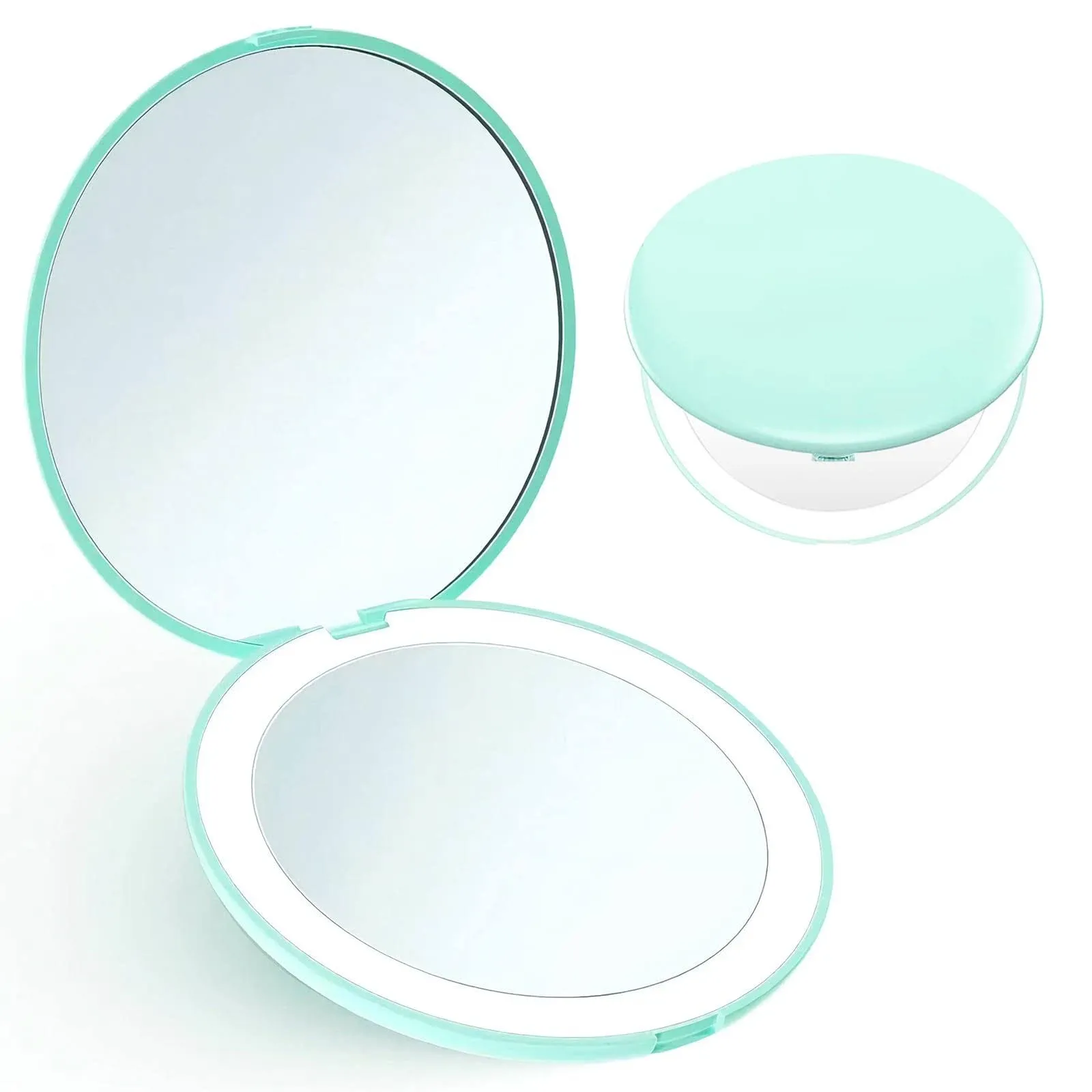 Magnifying Mirror, Travel Makeup Mirror with Light Portable 1X/10X Magnifying Compact Mirror LED Pocket Mirror Hand Held Comapct Mirror for Handbag Purse