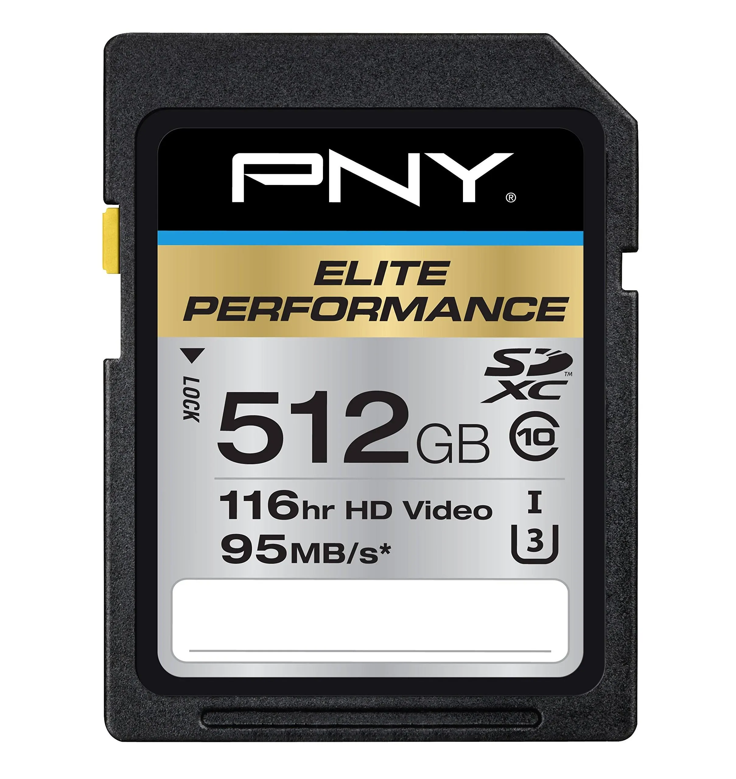 PNY P-SDX512U3H-GE Elite Performance 512 GB SDXC Class 10/UHS-I (U3) - 95 MB/s