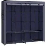 SONGMICS Portable Closet, Wardrobe Closet Organizer with Cover, 4 Hanging Rods and Shelves, 4 Side Pockets, 66.9 x 17.7 x 65.7 Inches, Large Capacity for Bedroom, Living Room, Dark Blue URYG094I02