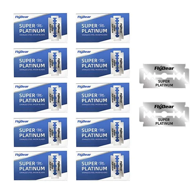 100 Count Double Edge Razor Blades - Men's Safety Razor Blades for Shaving - Platinum Stainless Steel Double Razor Shaving Blades for Men for a Smooth Clean Shave