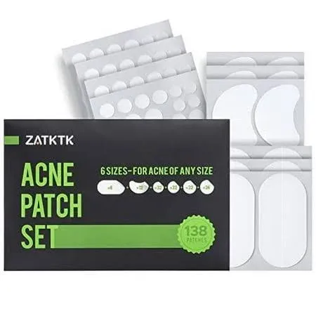 Pimple Patches (6 Sizes 138 Patches), Acne Patches for Large Zit Breakouts, Hydrocolloid Bandages for Face, Chin, Nose, Forehead, Body, Back, Neck & Chest, Oval Hydrocolloid Acne Patches