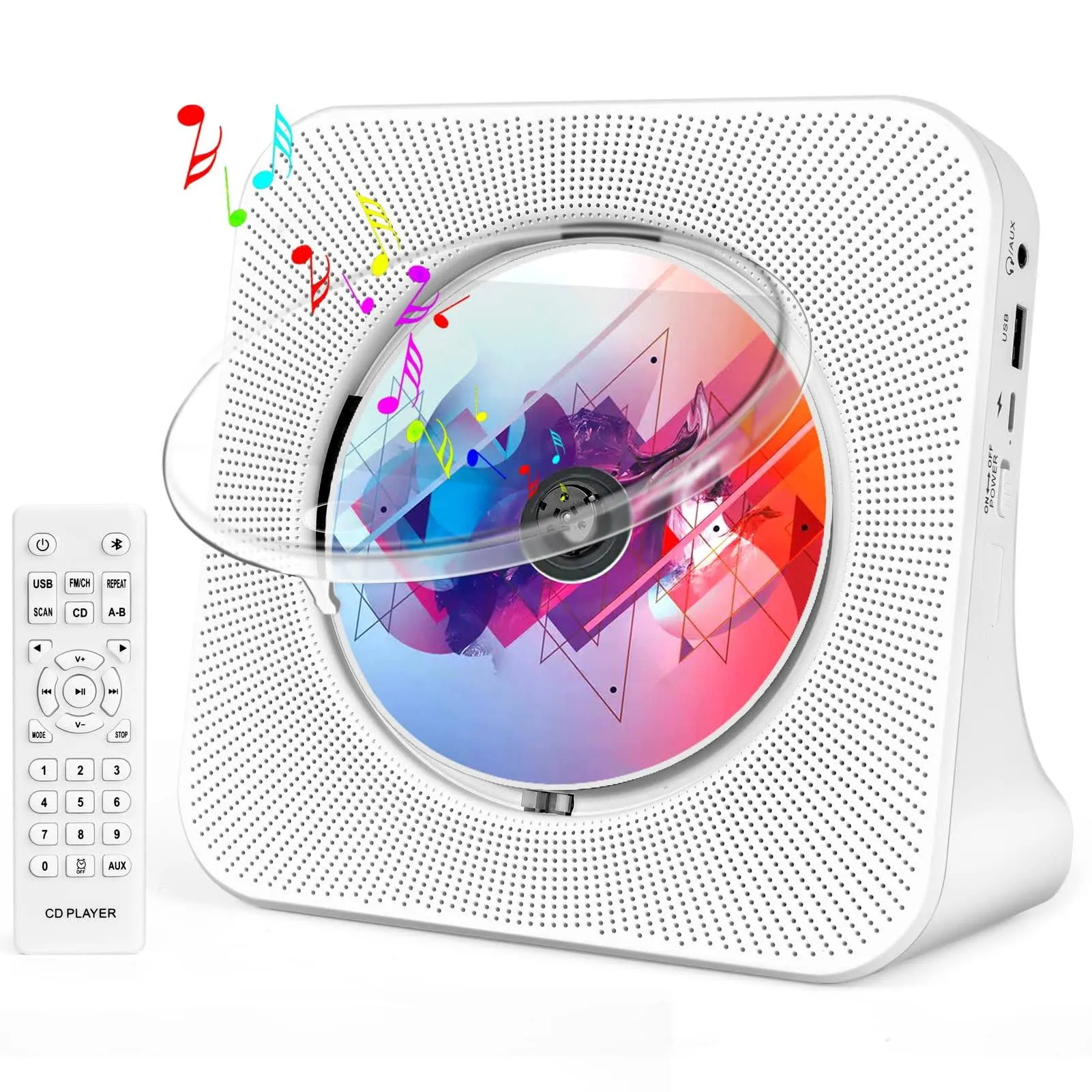 Desktop CD Player with Speakers, ROADOM Home Bluetooth CD Player with Hi-Fi ...