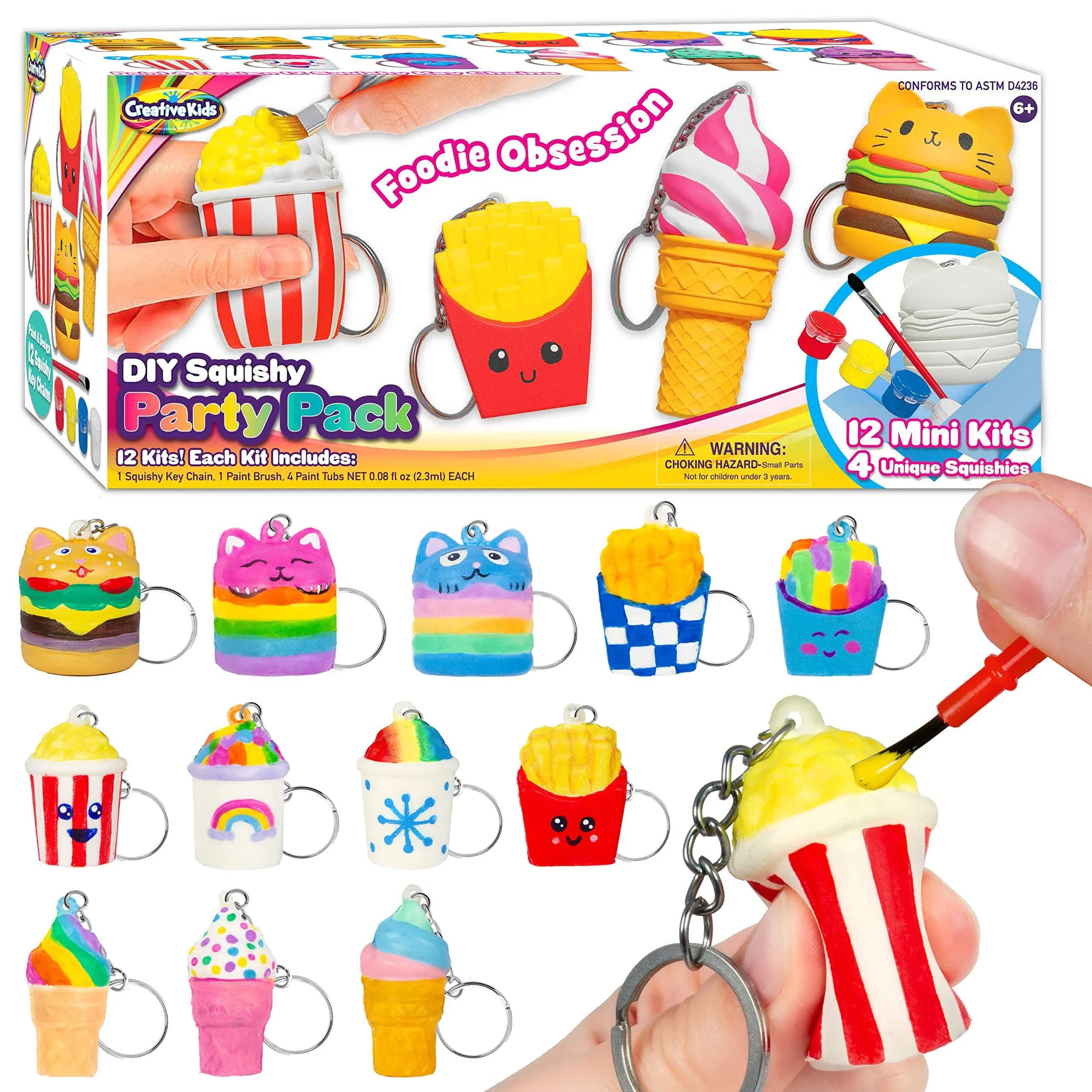 Creative Kids DIY Squishy Party Pack - 12 Individual Keychain Squishy Kits ...