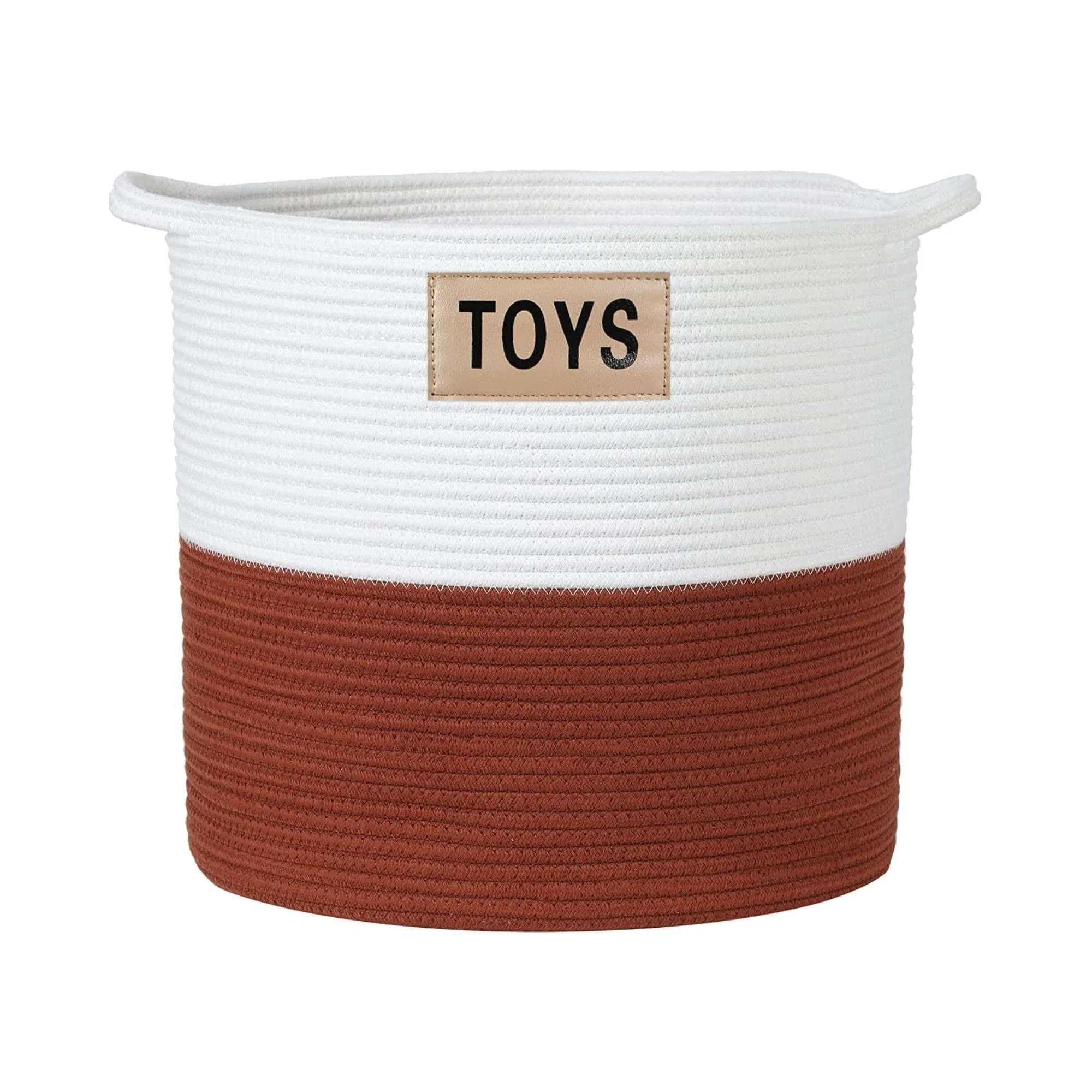 Midlee Rust &amp; White Rope Toys Basket 