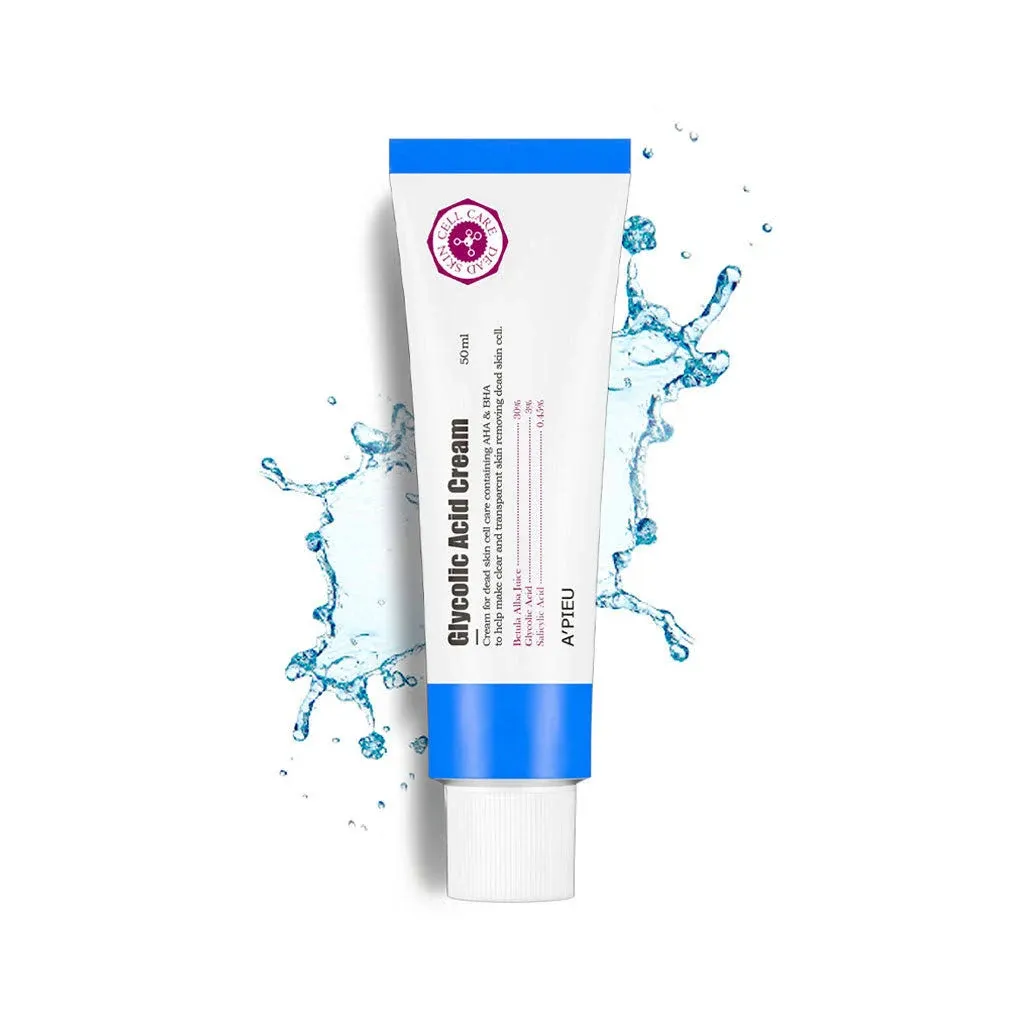 A'PIEU Glycolic Acid Cream, 1.69 fl oz (50 ml) Korean Facial Exfoliating Peeling gel with Glycolic Acid