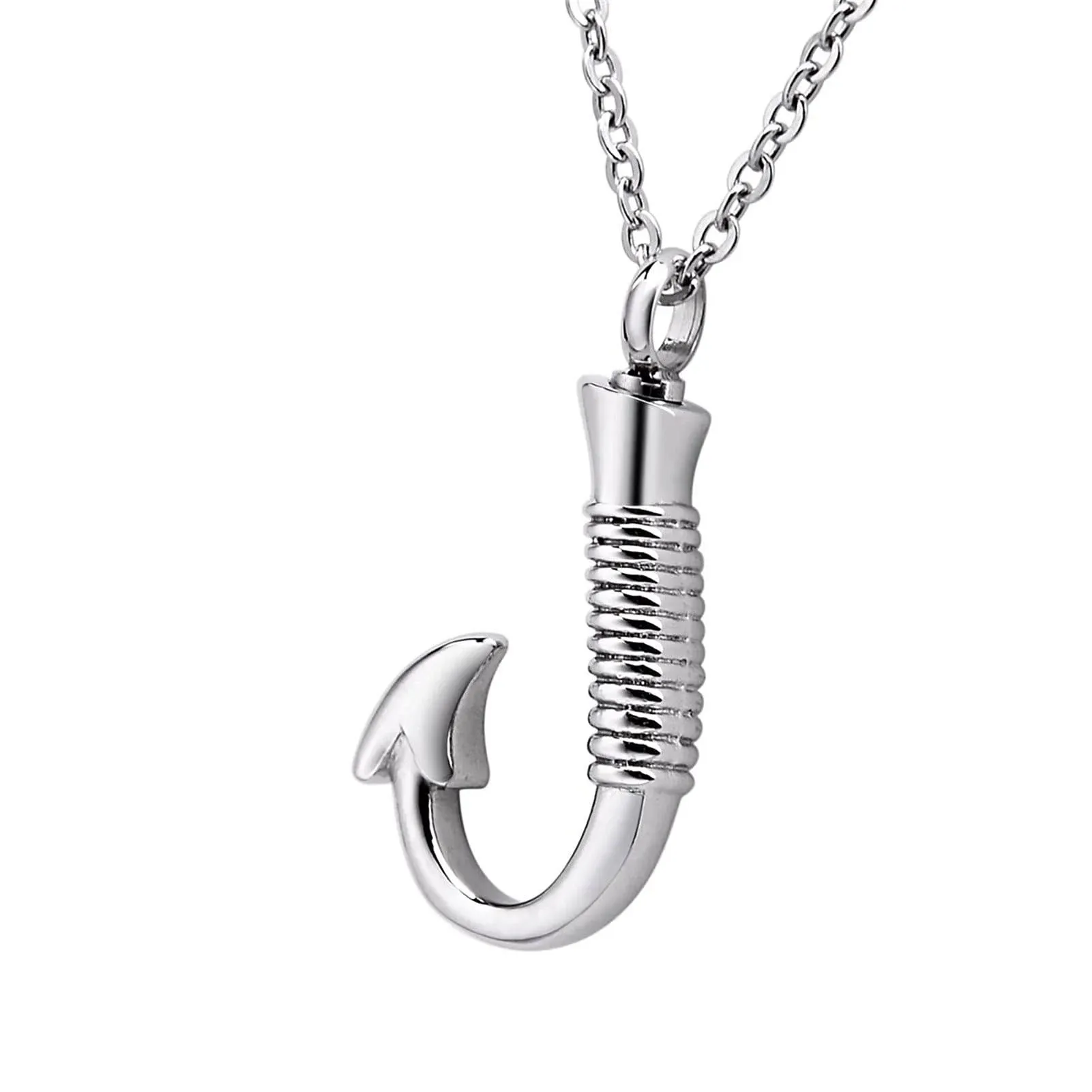 B&amp;Y Fish Hook Cremation Ashes Urn Necklace Keepsake Memorial Pendant...