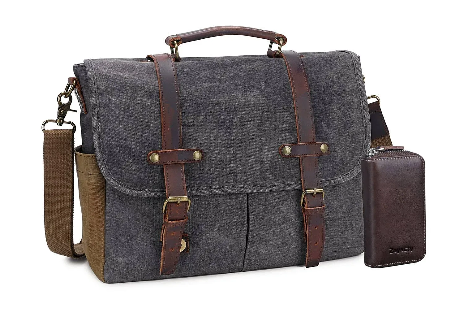 Messenger Bag for Men, 15.6 Inch Waterproof Vintage Genuine Leather Laptop Br...