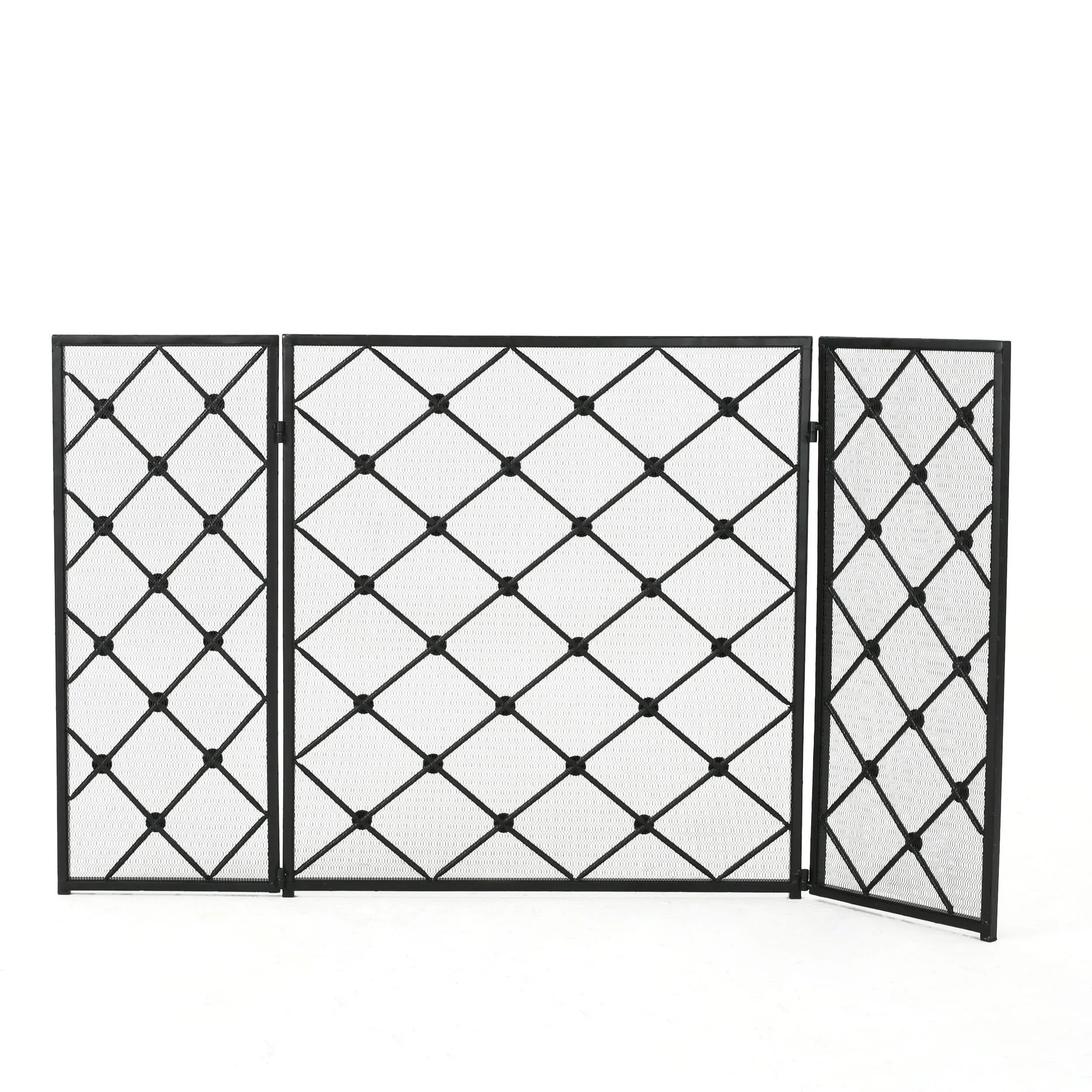 Christopher Knight Home Chelsey 3 Panelled Iron Fireplace Screen, Black