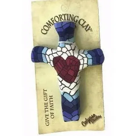 Calypso Studios Inc. 3" Comforting Clay Pocket Cross, Mosaic Heart