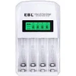 EBL Rechargeable AAA Batteries 1100mAh (8 Counts) with 907 LCD Individual AA/AAA Rechargeable Battery Charger