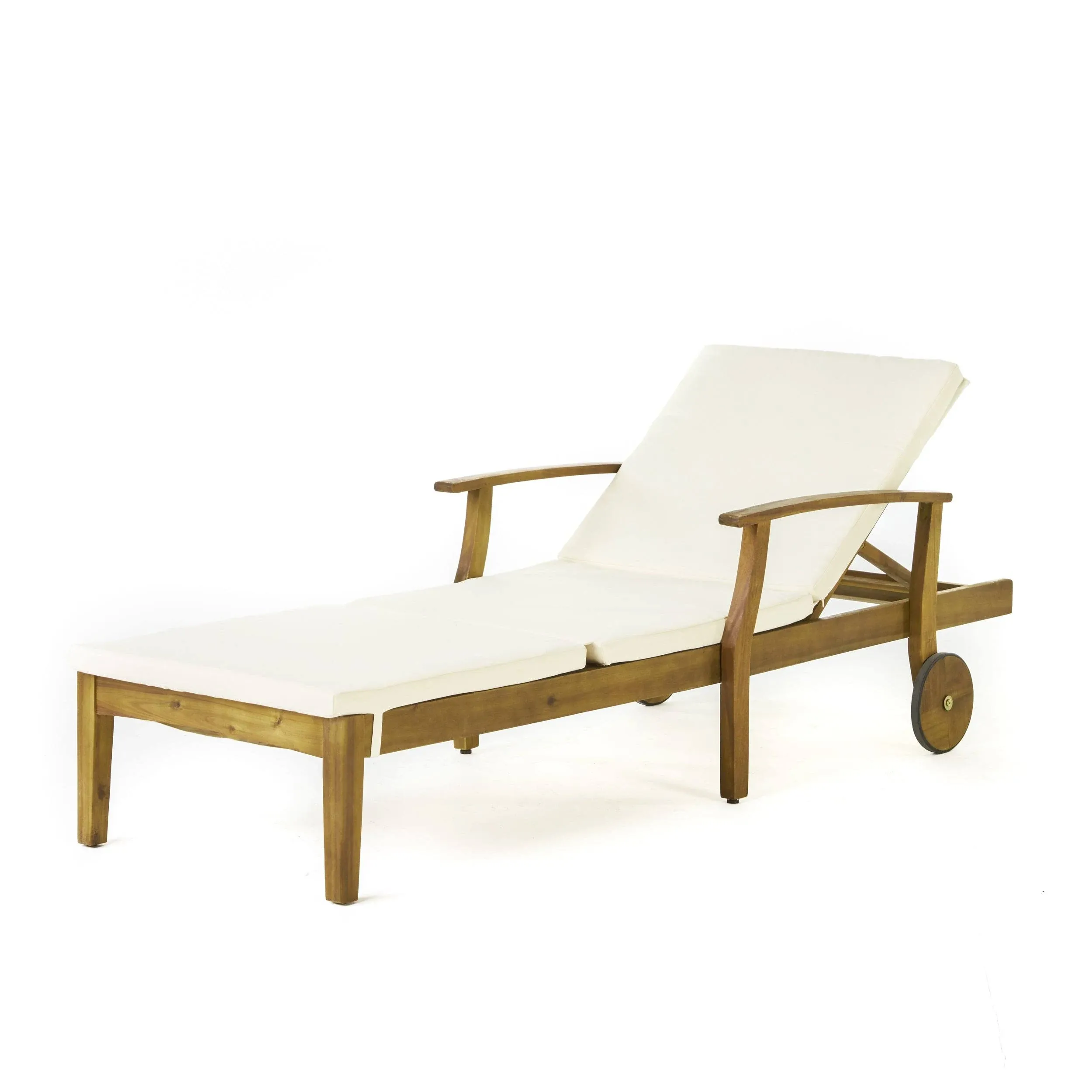 Christopher Knight Home Perla Outdoor Chaise Lounge with Water Resistant Cushion, Teak Finish / Cream