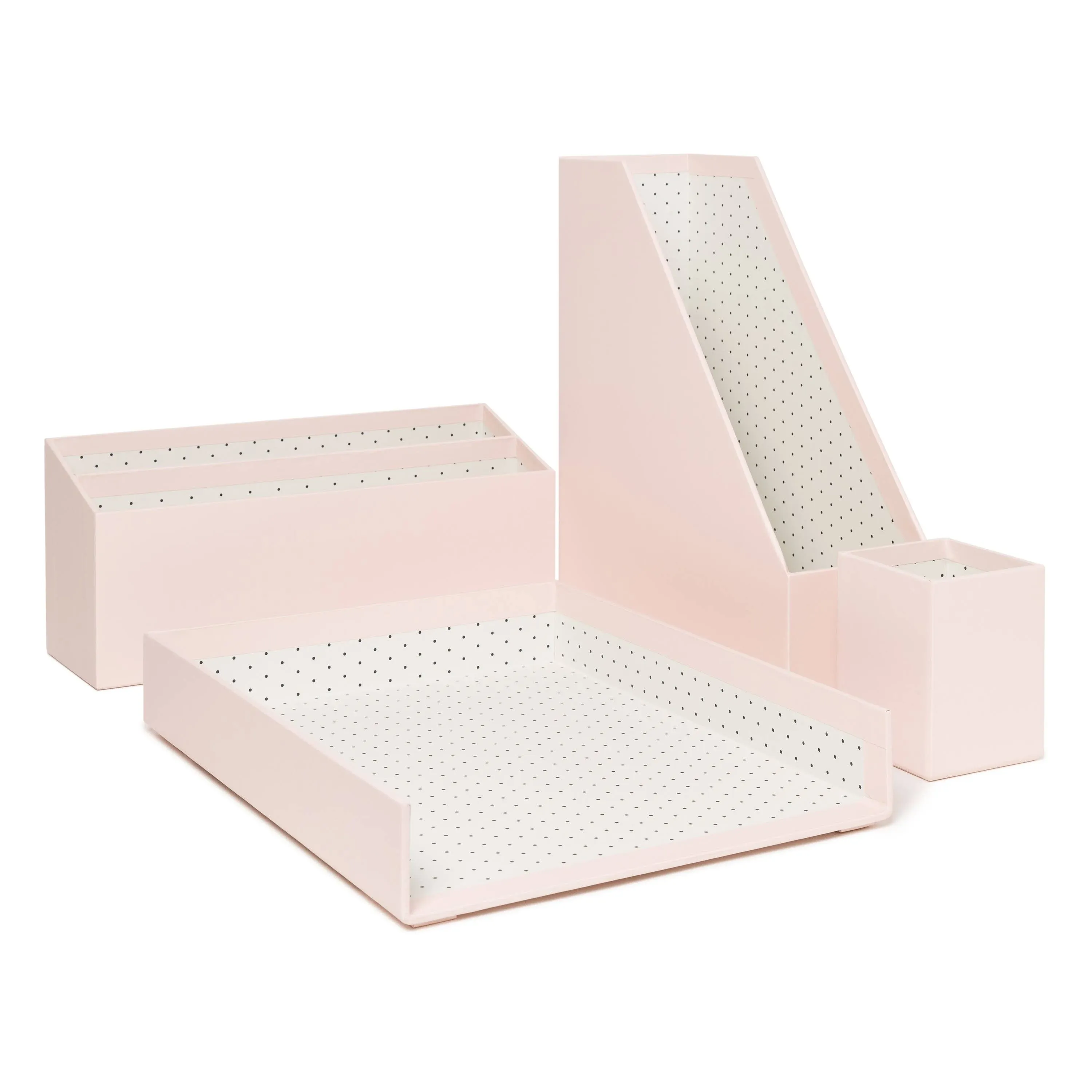 U Brands 4 Piece Desk Organization Kit - 4.1" Height x 9.8" Width12" Length - Desktop - Sturdy, Lightweight - Blush - Chipboard, Paper - 1 Each