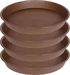 4 Pack of 16 inch Plant Saucer, Heavy Duty Round Plant Trays for Pots, Bird Bath Bowls, Plastic Plant Water Tray, Flower Plant Saucers for Indoors (16", Chocolate)