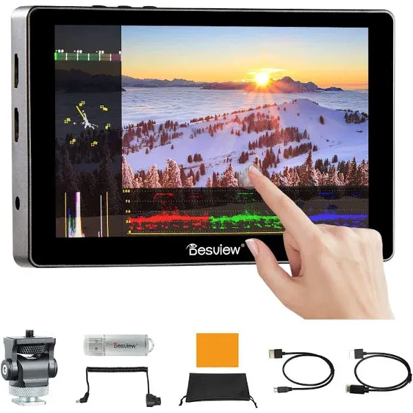 Desview R705 Camera Field Monitor, 7 inch Touch Screen Field Monitor Full HD 1920x1200IPS 4K HDMI with 3D LUT Waveform Peaking Focus Assist Video Monitor for DSLR