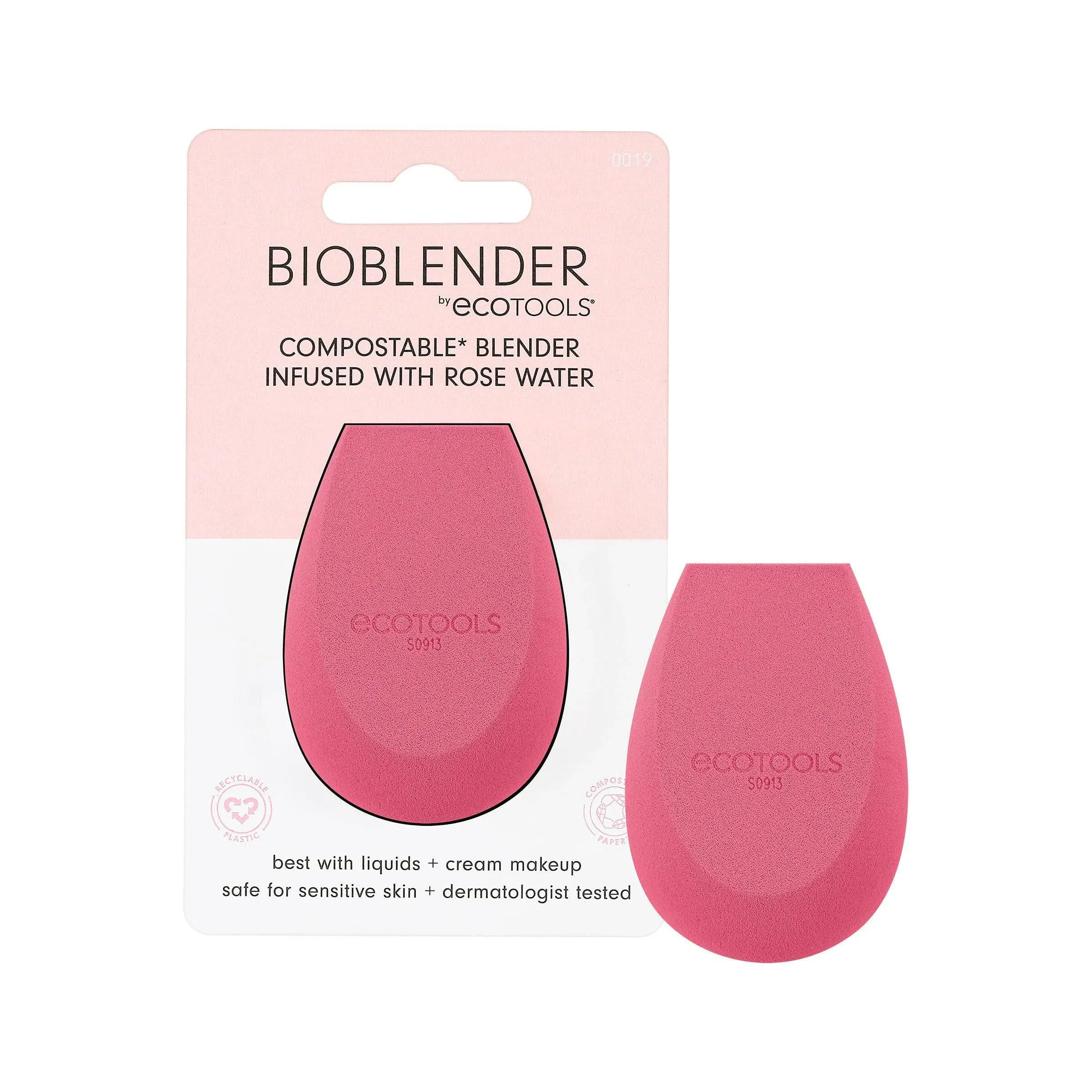 EcoTools Rose Water Bioblender, Compostable Makeup Blending Sponge, For